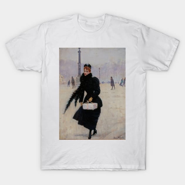 Parisian Woman on the Place de la Concorde by Jean Beraud T-Shirt by Classic Art Stall